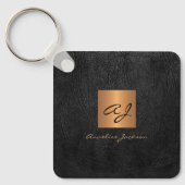 Elegant gold black monogram and name personalized schlüsselanhänger (Vorderseite)