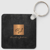 Elegant gold black monogram and name personalized schlüsselanhänger (Rückseite)