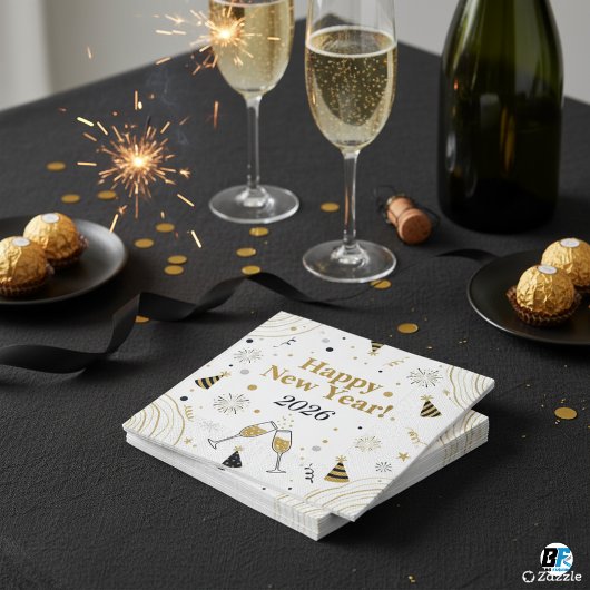 Elegant Gold & Black New Year ,Customizable  Serviette