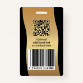 Elegant Gold Black Photo ID Badge Ausweis (Rückseite)