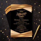 Elegant Gold Black Retirement Party Einladung