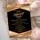 Elegant Gold Black Retirement Party Einladung