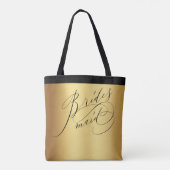 Elegant Gold Black Script Bridesmaid Tasche (Rückseite)