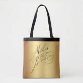 Elegant Gold Black Script Mutter der Bride Tasche (Vorderseite)