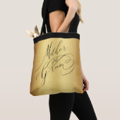 Elegant Gold Black Script Mutter des Grooms Tasche (Von Nahem)