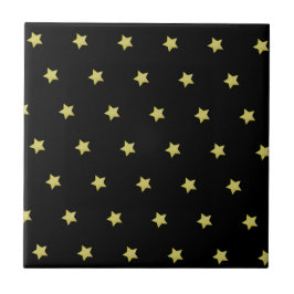 Elegant Gold & Black Star Pattern  Fliese