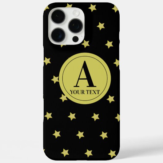 Elegant Gold & Black Star Pattern Monogram Case-Mate iPhone Hülle (Rückseite)