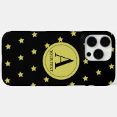 Elegant Gold & Black Star Pattern Monogram Case-Mate iPhone Hülle (Rückseite (Horizontal))