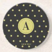 Elegant Gold & Black Star Pattern Monogram Getränkeuntersetzer (Vorne)