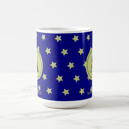 Elegant Gold & Black Star Pattern Monogram Kaffeetasse (Mittel)