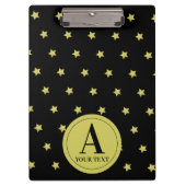 Elegant Gold & Black Star Pattern Monogram Klemmbrett (Vorderseite)