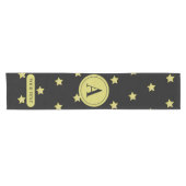 Elegant Gold & Black Star Pattern Monogram Kurzer Tischläufer (Horizontal)