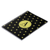 Elegant Gold & Black Star Pattern Monogram Notizblock (Linke Seite)