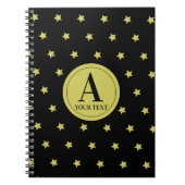 Elegant Gold & Black Star Pattern Monogram Notizblock (Vorderseite)