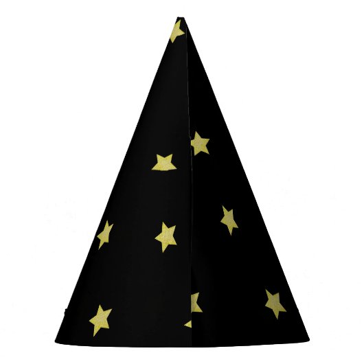 Elegant Gold & Black Star Pattern Monogram Partyhütchen (Rückseite)