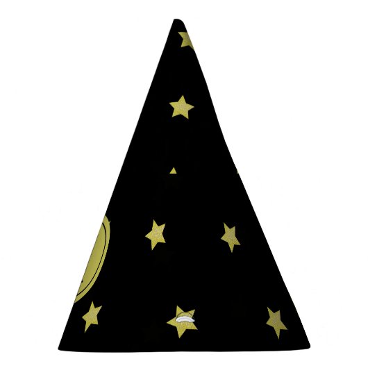 Elegant Gold & Black Star Pattern Monogram Partyhütchen (Rechts)
