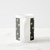 Elegant Gold & Black Star Pattern Monogram Porzellantasse (Rückseite)