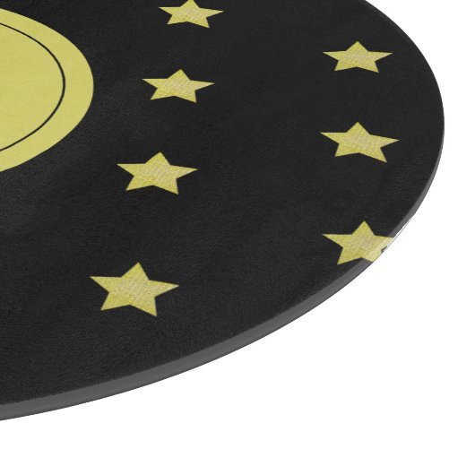 Elegant Gold & Black Star Pattern Monogram Schneidebrett (Ecke)