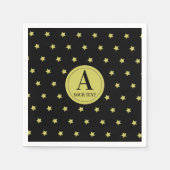 Elegant Gold & Black Star Pattern Monogram Serviette (Vorderseite)