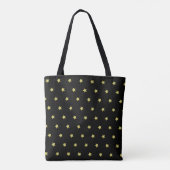 Elegant Gold & Black Star Pattern Monogram Tasche (Rückseite)