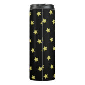 Elegant Gold & Black Star Pattern Monogram Thermosbecher (Rückseite)