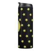 Elegant Gold & Black Star Pattern Monogram Thermosbecher (Nach rechts gedreht)