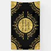 Elegant Gold Black Wedding Mr. & Mrs. Banner (Vertikal)