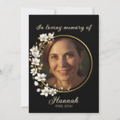 Elegant Gold Black White Magnolia Funeral Service Einladung (Rückseite)