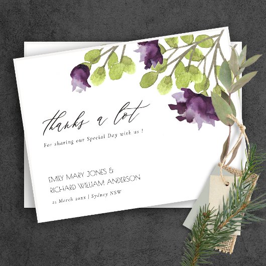 ELEGANT GOLD BLAUE WATERCOLOR BLLORAL DANKE POSTKARTE