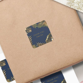 Elegant Gold Blue 50 Fabulous Vielen Dank Quadratischer Aufkleber