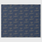 Elegant Gold Blue 50 Fantastischer Geburtstag Geschenkpapier (Flach)