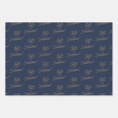 Elegant Gold Blue 50 Fantastischer Geburtstag Geschenkpapier Set (Vorderseite 2)