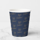 Elegant Gold Blue 50 Fantastischer Geburtstag Pappbecher (Vorderseite)