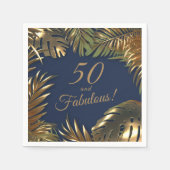 Elegant Gold Blue 50 Fantastischer Geburtstag Serviette (Vorderseite)