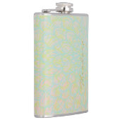 Elegant Gold Blue Abstrakt Floral Flachmann (Rechts)