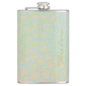 Elegant Gold Blue Abstrakt Floral Flachmann (Vorderseite)