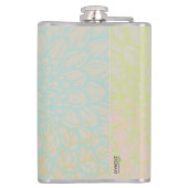 Elegant Gold Blue Abstrakt Floral Flachmann (Rückseite)