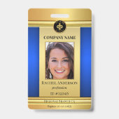 Elegant Gold Blue Employee Foto ID Abzeichen Ausweis (Vorderseite)