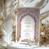 Elegant Gold & Blue Filigree Wedding Einladung