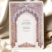 Elegant Gold & Blue Filigree Wedding Einladung