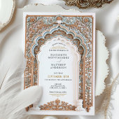 Elegant Gold & Blue Filigree Wedding Einladung