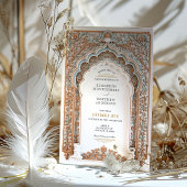 Elegant Gold & Blue Filigree Wedding Einladung