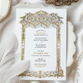 Elegant Gold & Blue Filigree Wedding Einladung