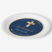 Elegant Gold Blue First Holy Communion Vielen Dank Pappteller (Schrägansicht)