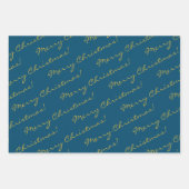 Elegant Gold Blue Frohe Weihnachtsbaumen Geschenkpapier Set (Vorderseite)