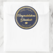 Elegant Gold | Blue Grad Cap Klasse 2023 Runder Aufkleber (Tasche)
