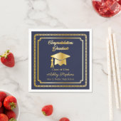 Elegant Gold | Blue Grad Cap Klasse 2023 Serviette (Beispiel)