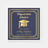 Elegant Gold | Blue Grad Cap Klasse 2023 Serviette (Vorderseite)