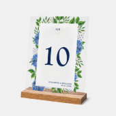 Elegant Gold Blue Hydrangeas Monogram Wedding Acrylschild (Winkel)