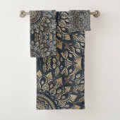 Elegant Gold Blue Mandala Floral Badhandtuch Set (Insitu)
